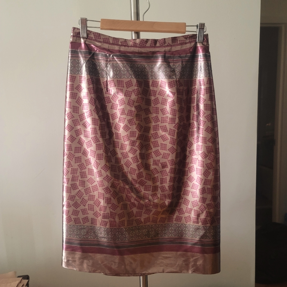 Burberry Metallic Print Pencil Skirt